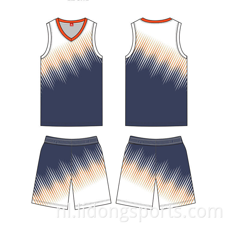 Basketball jersey uniform ontwerp kleur blauw omkeerbaar basketbal uniform set basketbal uniform set